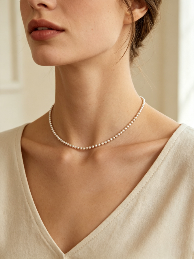 Beaded chain choker necklace