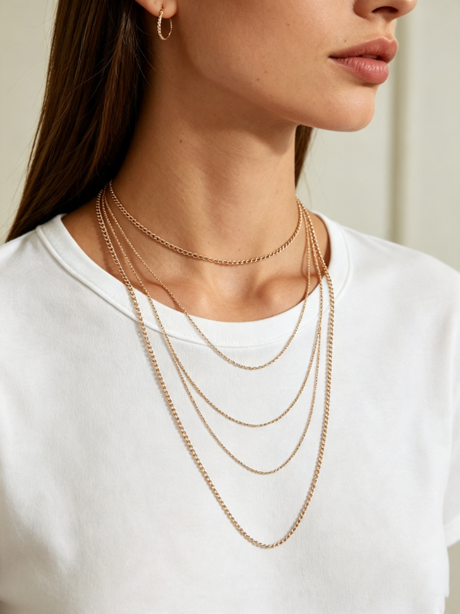 Multi-strand fine chain necklace