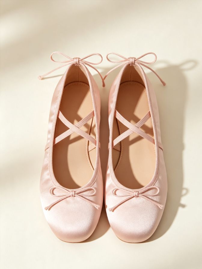 Crisscross Strap Bow Ballet Flats